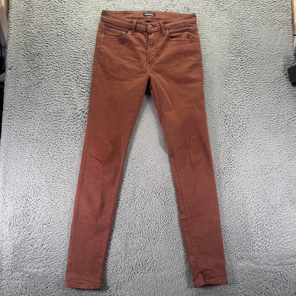Express Jeans Mens 32x34 Brown Cotton Denim Skinny Leg Travel Workwear Stretch
